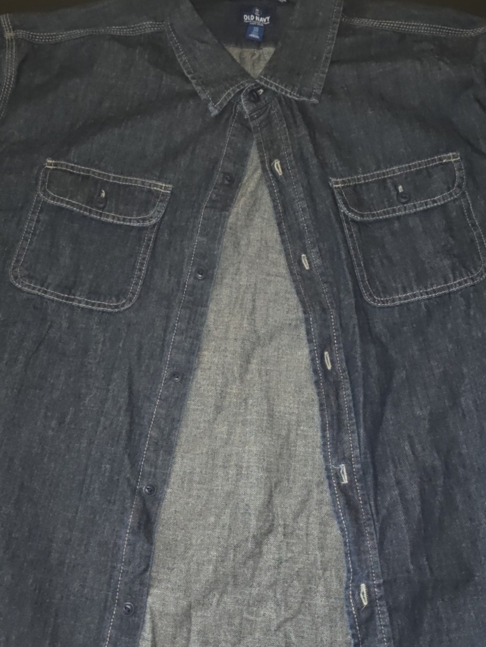 Old Navy Dark Denim Long-Sleeve Button-Up Shirt